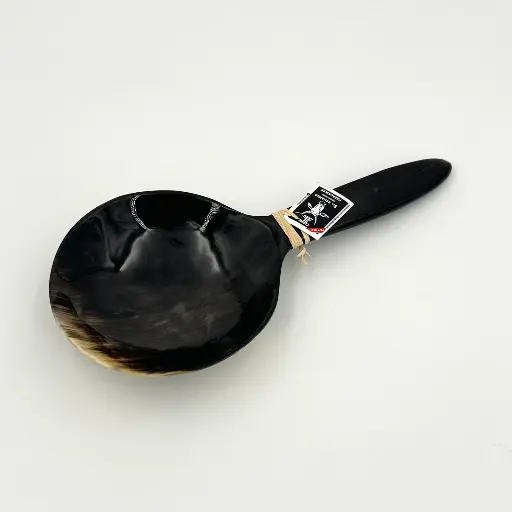 [CZCR-GM027C] Cuillère à riz en corne de zébu - Modèle GM finition poli & lustré - Env. 27 cm / 1 g