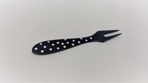 [CZFR-PP012C] Fourchette en corne de zébu - Modèle à pois finition poli & lustré - Env. 12 cm / 1 g