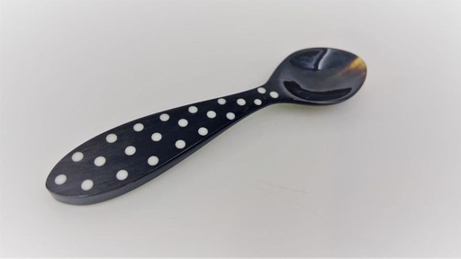 [CZCU-PP012C] Cuillère en corne de zébu - Modèle à pois finition poli & lustré - Env. 12 cm / 1 g