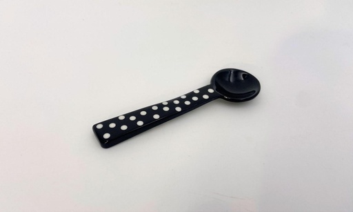 [CZCU-PP009C] Cuillère en corne de zébu - Modèle à pois finition poli & lustré - Env. 9 cm / 1 g