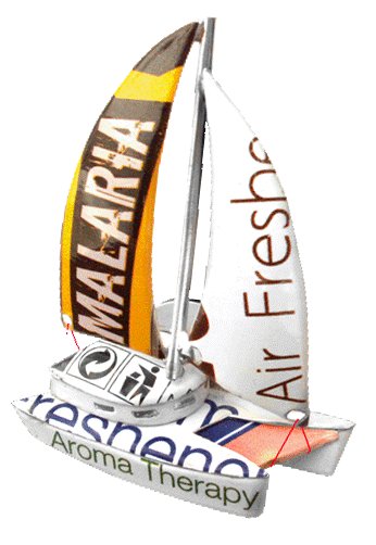 [KKMG-CT006V] Magnet en canettes recyclées - Modèle Catamaran finition couleurs variées - Env. 5/6 cm / 10 g