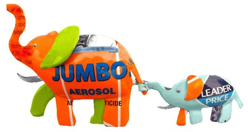 [KKMG-EB006V] Magnet en canettes recyclées - Modèle Elephant et bébé 