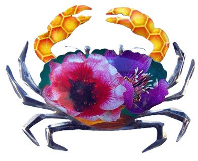 [KKMG-CA006V] Magnet en canettes recyclées - Modèle Crabe finition couleurs variées - Env. 5/6 cm / 10 g