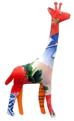 [KKMG-GI006V] Magnet en canettes recyclées - Modèle Girafe finition couleurs variées - Env. 5/6 cm / 10 g