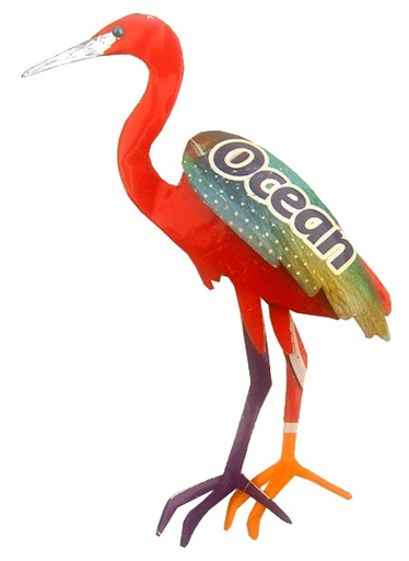 [KKMG-HR006V] Magnet en canettes recyclées - Modèle Héron  finition couleurs variées - Env. 5/6 cm / 10 g