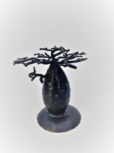 [FRPB-DG010F] Porte bijoux en métal recyclé - Modèle Dongakely finition tôle noire - Env. 10 cm / 0,1 g