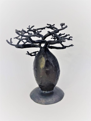 [FRPB-DG015F] Porte bijoux en métal recyclé - Modèle Dongakely finition tôle noire - Env. 15 cm / 0,1 g