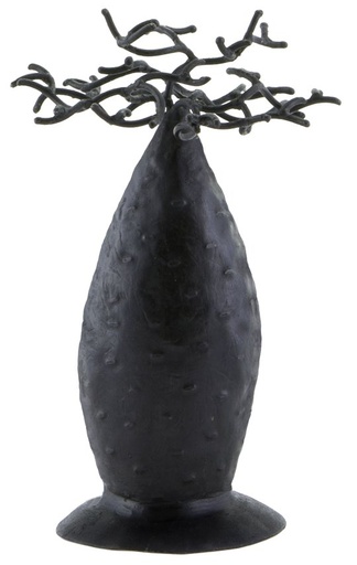 [FRPB-BM016F] Porte bijoux en métal recyclé - Modèle Bombé finition tôle noire - Env. 16 cm / 0,1 g