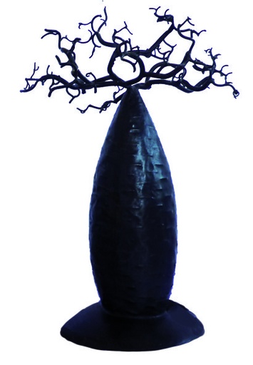 [FRPB-BM025F] Porte bijoux en métal recyclé - Modèle Bombé finition tôle noire - Env. 25 cm / 0,1 g