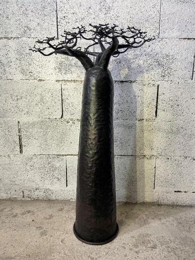 [FRBB-DR070T] Baobab a poser en métal recyclé - Modèle Droit finition tôle brute - Env. 70 cm / 0,1 g