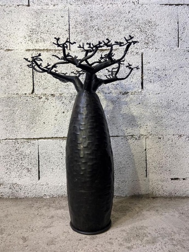 [FRBB-BM060F] Baobab a poser en métal recyclé - Modèle Bombé finition tôle noire - Env. 60 cm / 0,1 g