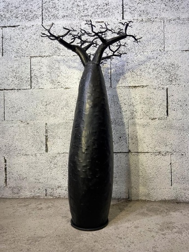 [FRBB-BM080F] Baobab a poser en métal recyclé - Modèle Bombé finition tôle noire - Env. 80 cm / 0,1 g