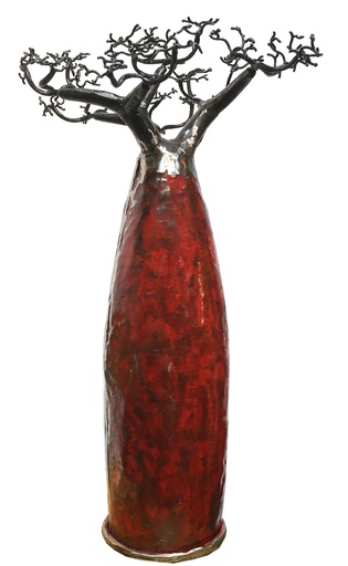 [FRBB-BM080T] Baobab a poser en métal recyclé - Modèle Bombé finition tôle brute - Env. 80 cm / 0,1 g