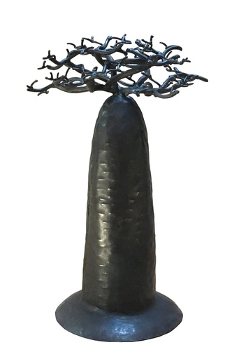 [FRPB-DR030F] Porte bijoux en métal recyclé - Modèle Droit finition tôle noire - Env. 30 cm / 0,1 g