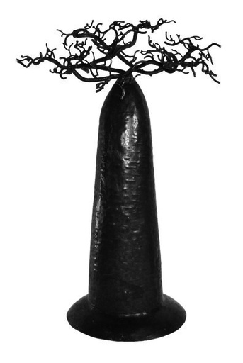 [FRPB-DR040F] Porte bijoux en métal recyclé - Modèle Droit finition tôle noire - Env. 40 cm / 0,1 g