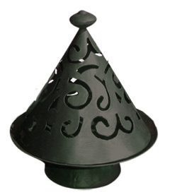 [FRPH-TO015F] Photophore en métal recyclé - Modèle Porte tortillon finition tôle noire - Env. 15 cm / 0,1 g