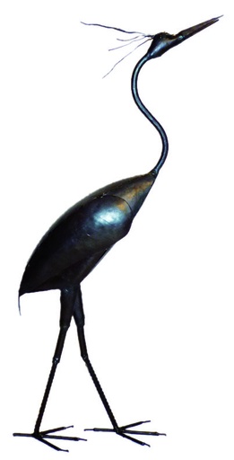 [FROI-HR090F] Oiseau  en métal recyclé - Modèle Héron PM noir
