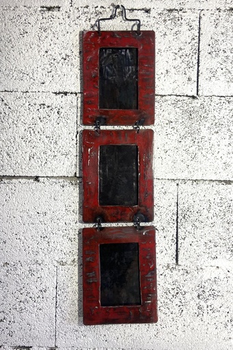 Cadre Photo en métal recyclé - Modèle Tricadre à suspendre finition tôle brute - Env. 3 X 22x17 cm / 0,1 g