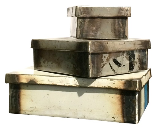 [FRBT-CR010T] Boite en métal recyclé - Modèle Carré PM finition tôle brute - Env. 10x10 cm / 0,1 g