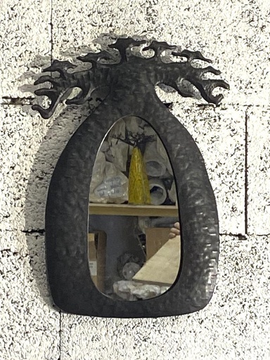 [FRMR-BT045F] Miroirs en métal recyclé - Modèle Baobab tronc MM finition tôle noire - h45 cm / 0,1 g