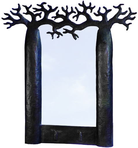[FRMR-BA035F] Miroirs en métal recyclé - Modèle Baobab amoureux finition tôle noire - Env. 35x50 cm / 0,1 g