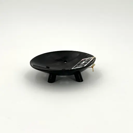 [CZPS-RD010C] Porte savon en corne de zébu - Modèle Rond finition poli & lustré - 10 cm