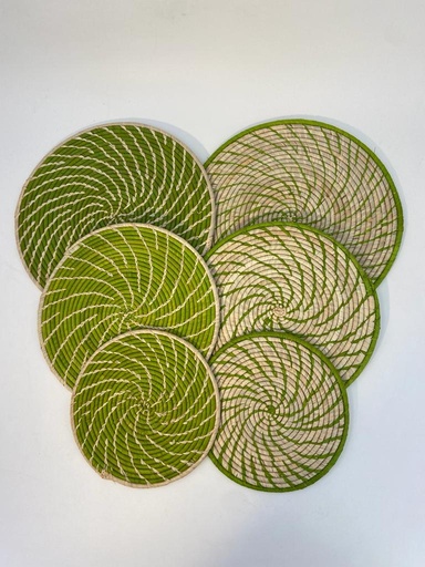 Dessous de plat en raphia - Vert anis & fibre naturelle