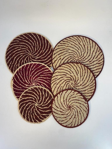 Dessous de plat en raphia - Bordeaux & fibre naturelle