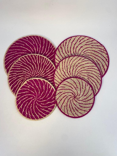 Dessous de plat en raphia - Rose & fibre naturelle 