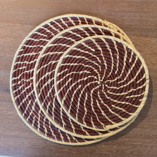 Dessous de plat en raphia - Fibre naturelle sur marron