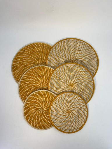 Dessous de plat en raphia - Jaune tournesol & fibre naturelle