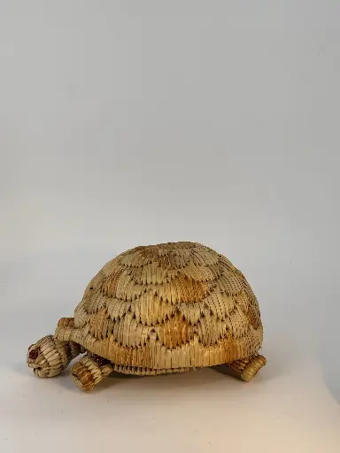 [JABD-TT033N] Boite décorative en jacinthe d'eau - Modèle tortue GM