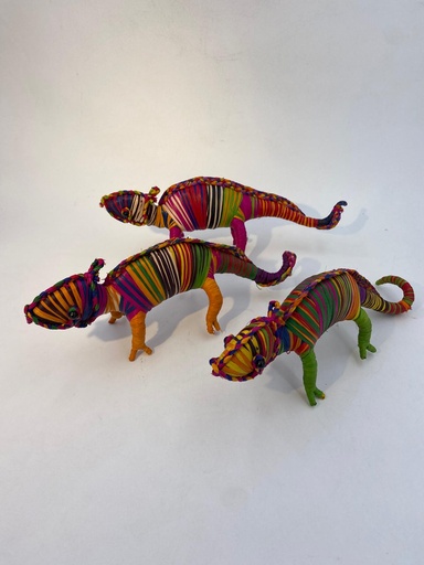 [RAAN-CM022V] Animal en raphia - Modèle Caméléon finition couleurs variées - 22 cm