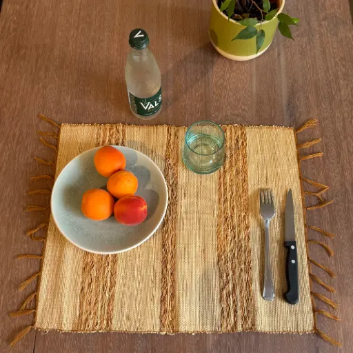[RAST-Vb045N] Set de table en raphia & vétiver - Modèle beige