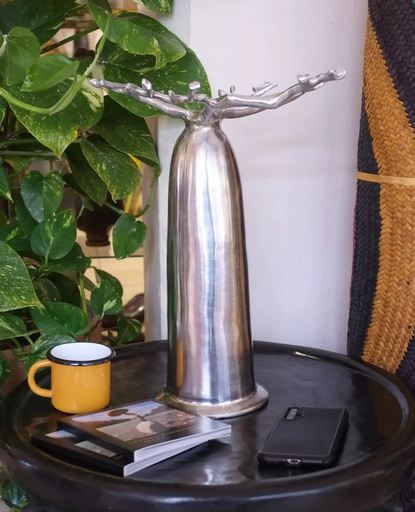 [ALBB-DR045A] Baobab à poser en aluminium recyclé - Modèle Droit finition alu brossé - 45 cm