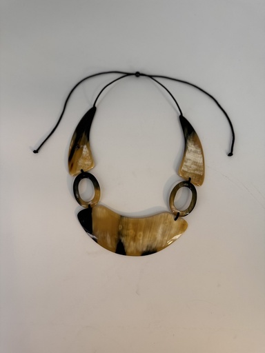 [CZCL-YE016C] Collier ajustable Yeux en corne de zébu